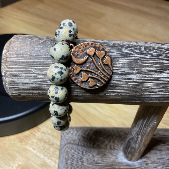 Dalmatian Jasper Beads (10 mm) with Copper Moon/Hearts Charm - Picture 11 of 12